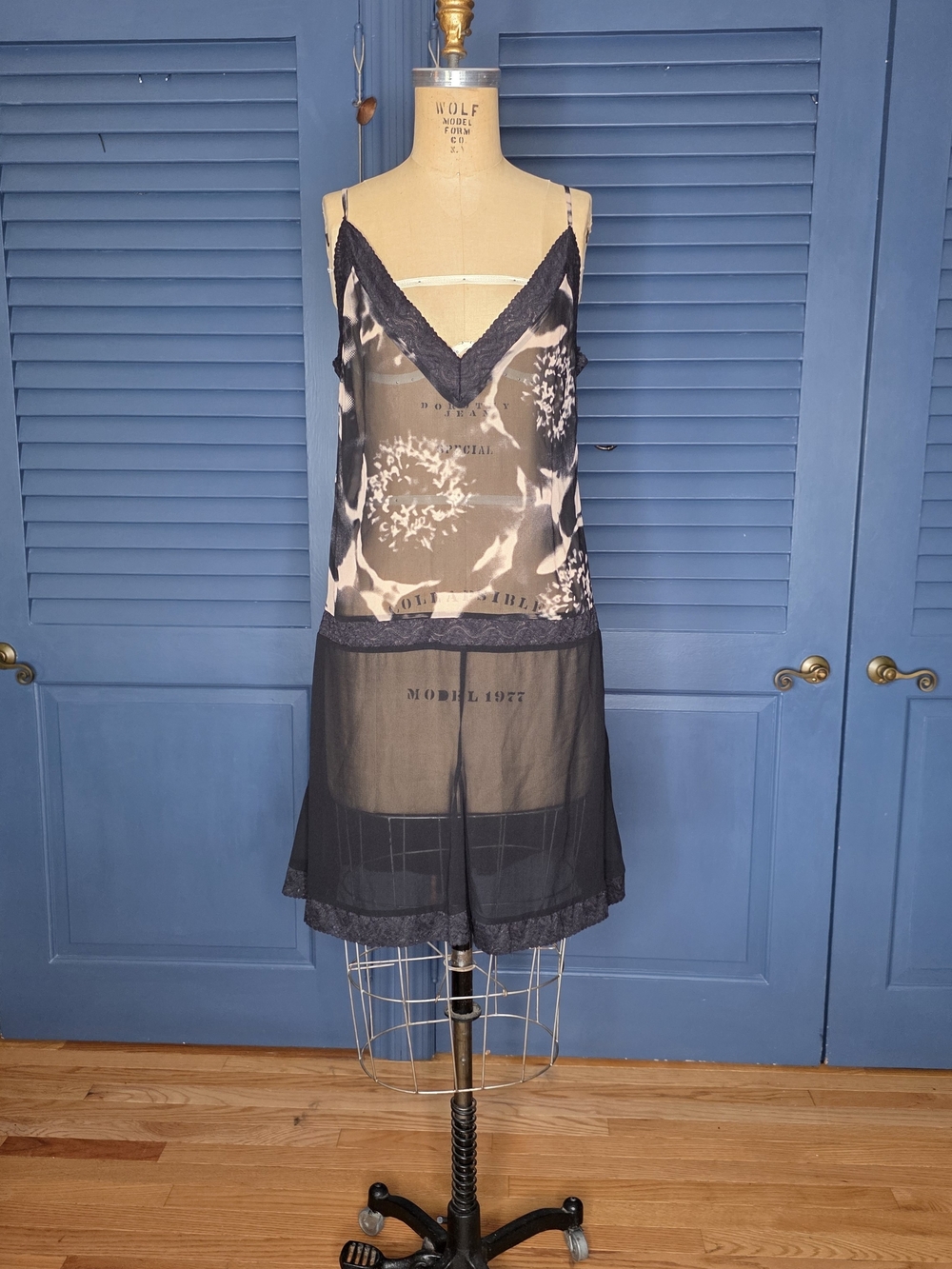 Rare Vintage 2004 Karl Lagerfeld for H&M Silk Graphic Lace Slip Dress